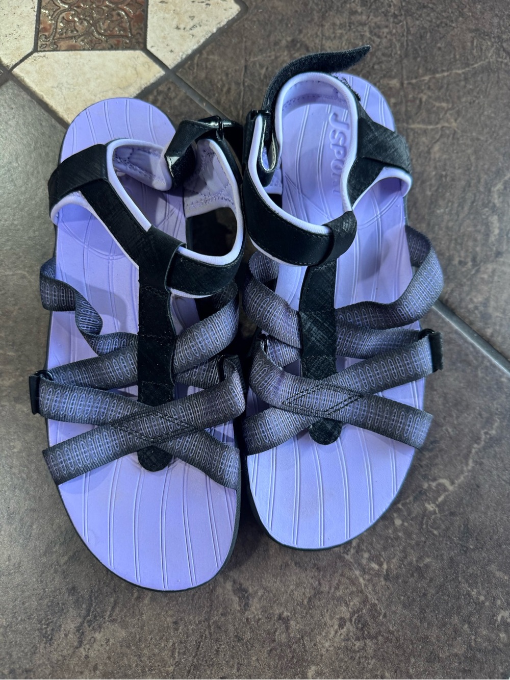 JSport by Jambu Lavender and Black Strappy Sport Sandals